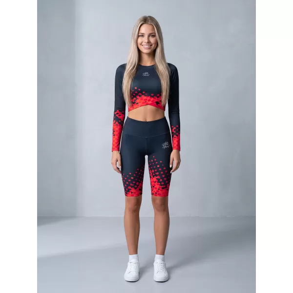  Frauen -Leggings über den Knien Premium ALTISPORT VOJ/ALW109LEG02 ROTSCHWARZ 