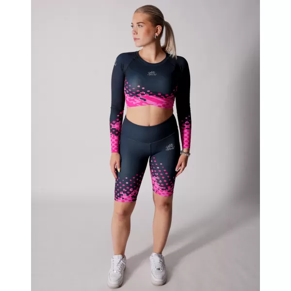  Frauen -Leggings über den Knien Premium ALTISPORT VOJ/ALW109LEG02 ROSA SCHWARZ 