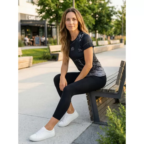  Frauenfunktional T -Shirt Premium ALTISPORT VOJ/ALW083TR01 SCHWARZ UND WEIß 
