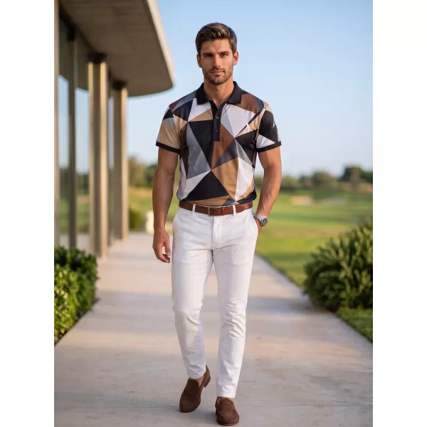  Herrenfunktional T -Shirt mit Premium -Kragen ALTISPORT VOJ/ALM007TR05 SCHWARZ -BROWN 