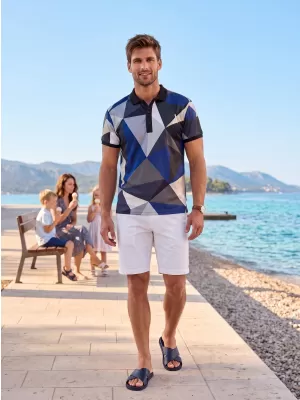 Herrenfunktional T -Shirt mit Premium -Kragen ALTISPORT VOJ/ALM007TR05 MARINEBLAU/BRAUN