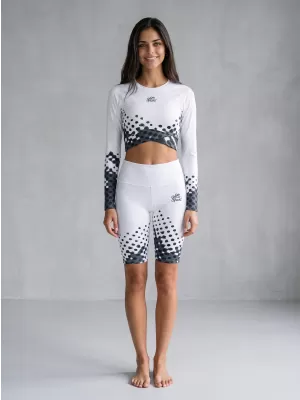 Frauen -Leggings über den Knien Premium ALTISPORT VOJ/ALW109LEG02 WEIß -UND -SCHWARZ