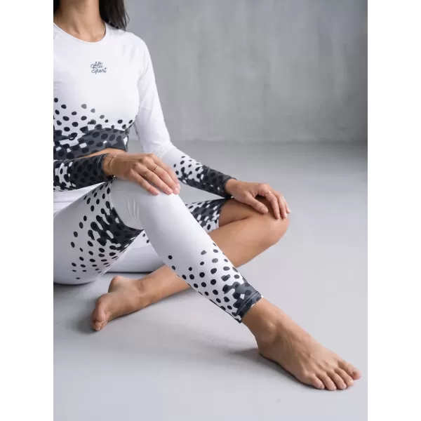  Frauen -Leggings über den Knien Premium ALTISPORT VOJ/ALW109LEG02 WEIß -UND -SCHWARZ 