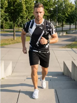 Männer funktionaler T -Shirt Premium ALTISPORT VOJ/ALM079TR01 SCHWARZ UND WEIß