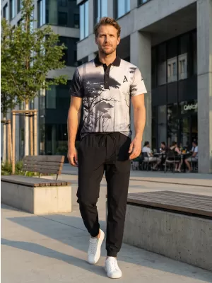 Herrenfunktional T -Shirt mit Premium -Kragen ALTISPORT VOJ/ALM103TR05 SCHWARZ-LEES