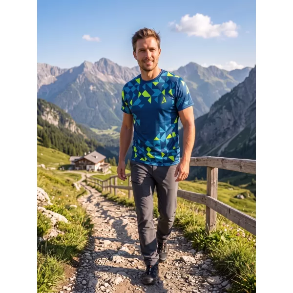  Männer funktionaler T -Shirt Premium ALTISPORT VOJ/ALM108TR01 NAVY-NEON YELLOW 