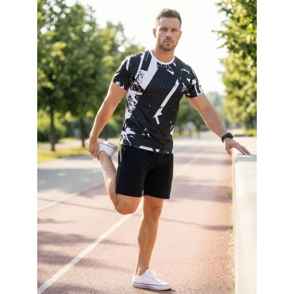  Männer funktionaler T -Shirt Premium ALTISPORT VOJ/ALM079TR01 SCHWARZ UND WEIß 