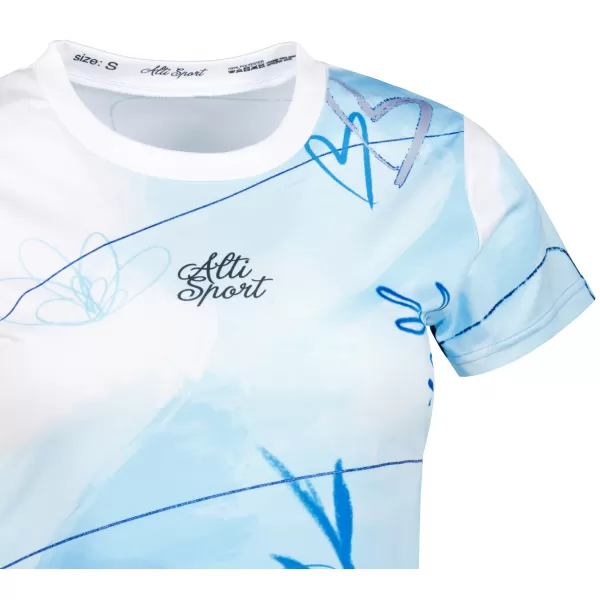  Frauenfunktional T -Shirt Premium ALTISPORT VOJ/ALW083TR01 WEIß -BLAU 