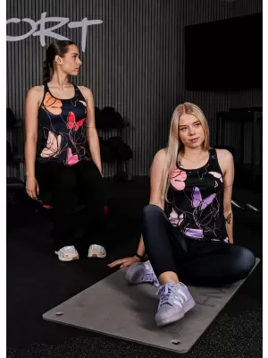 Funktionaler Tanktoper der Frauen auf Prämie ALTISPORT VOJ/ALW086TIL01 SCHWARZ/ORANGE