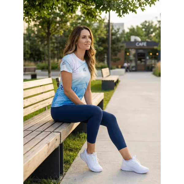  Frauenfunktional T -Shirt Premium ALTISPORT VOJ/ALW083TR01 WEIß -BLAU 