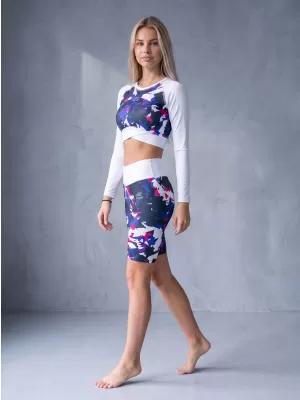 Frauen -Leggings über den Knien Premium ALTISPORT VOJ/ALW110LEG02 VIOLETT -WEIß