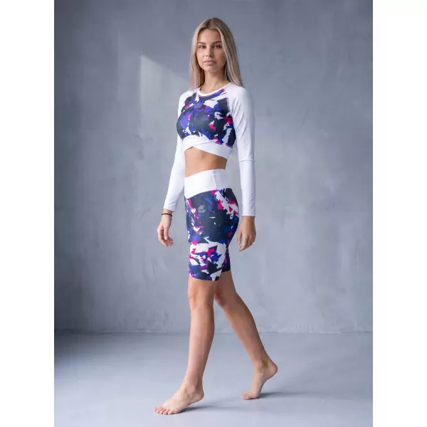  Frauen -Leggings über den Knien Premium ALTISPORT VOJ/ALW110LEG02 VIOLETT -WEIß 