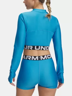 Damen-T-Shirt UNDER ARMOUR HEATGEAR RIB 1/4 ZIP LS 1388692-453 BLAU