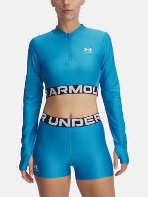 Damen-T-Shirt UNDER ARMOUR HEATGEAR RIB 1/4 ZIP LS 1388692-453 BLAU
