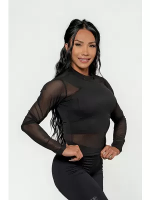 Damenoberteil mit langen Ärmeln INTENSE Sheer 847 Gold BLACK/GOLD Nebbia