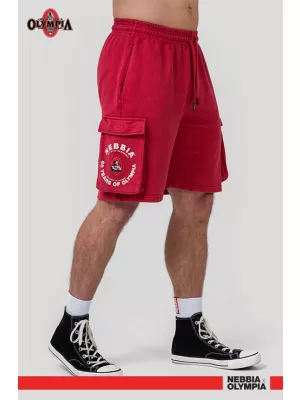 Gewaschene, lockere Cargo-Shorts LEGACY 787 RED Nebbia