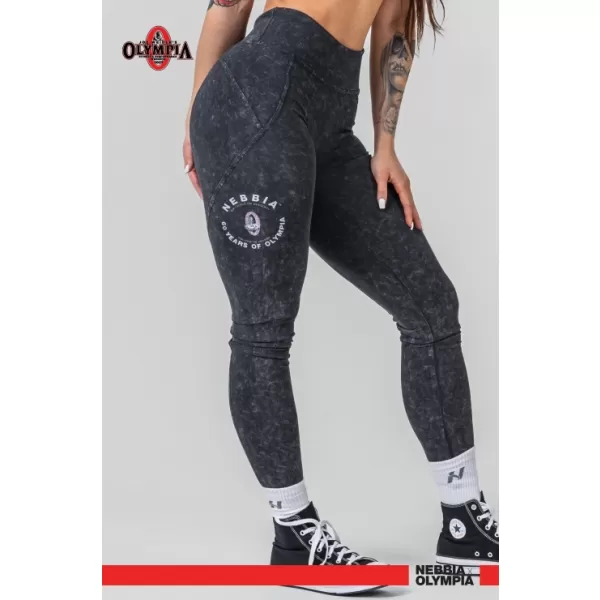  Gewaschene Leggings mit hoher Taille GYM WARRIOR 776 SCHWARZ Nebbia 