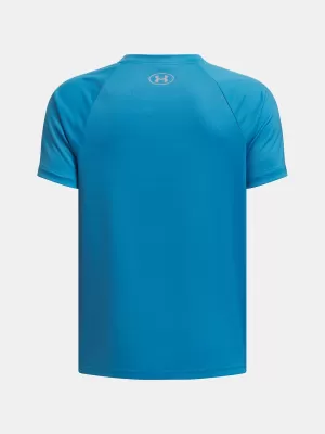 T-Shirt für Jungen UNDER ARMOUR TECH SPLIT WORDMARK SS 1383010-452 BLAU