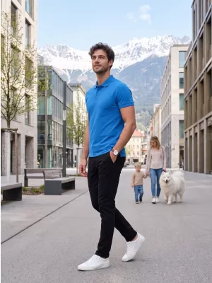 Herren-T-Shirt mit Kragen ALTISPORT NoPrint NP/ALM302 SCHNORCHEL BLAU