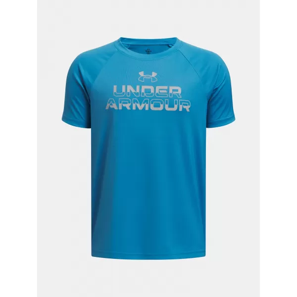  T-Shirt für Jungen UNDER ARMOUR TECH SPLIT WORDMARK SS 1383010-452 BLAU 