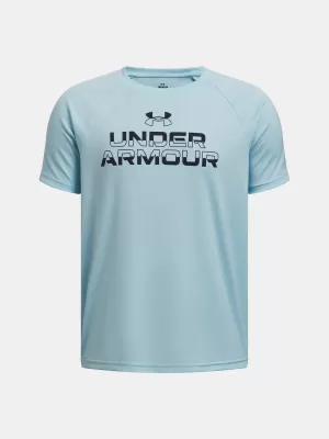 T-Shirt für Jungen UNDER ARMOUR TECH SPLIT WORDMARK SS 1383010-494 BLAU