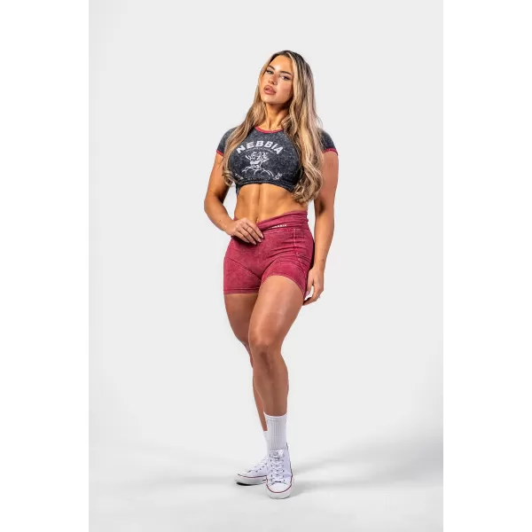  Ausgewaschenes Crop-Top-T-Shirt GOLDEN AGE 782 BLACK Nebbia 