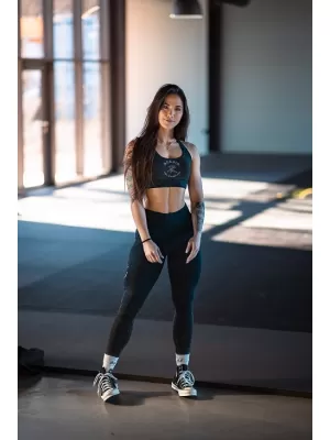 Gewaschene Leggings mit hoher Taille GYM WARRIOR 776 SCHWARZ Nebbia