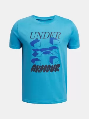 T-Shirt für Jungen UNDER ARMOUR B SPLIT BIG LOGO SS 1390003-452 BLAU