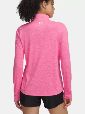 Damen-T-Shirt UNDER ARMOUR TECH 1/2 ZIP- TWIST 1384225-672 ROSA
