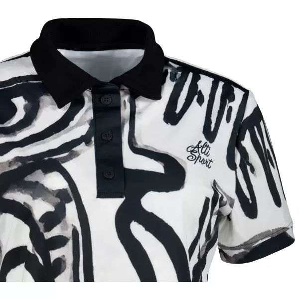  Frauenfunktional T -Shirt mit Premiumkragen ALTISPORT VOJ/ALW111TR05 SCHWARZ-WEIß 