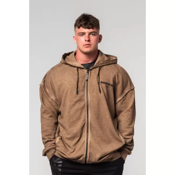  Ausgewaschenes Sweatshirt mit Reißverschluss GYM BRO 362 HELLBRAUN Nebbia 