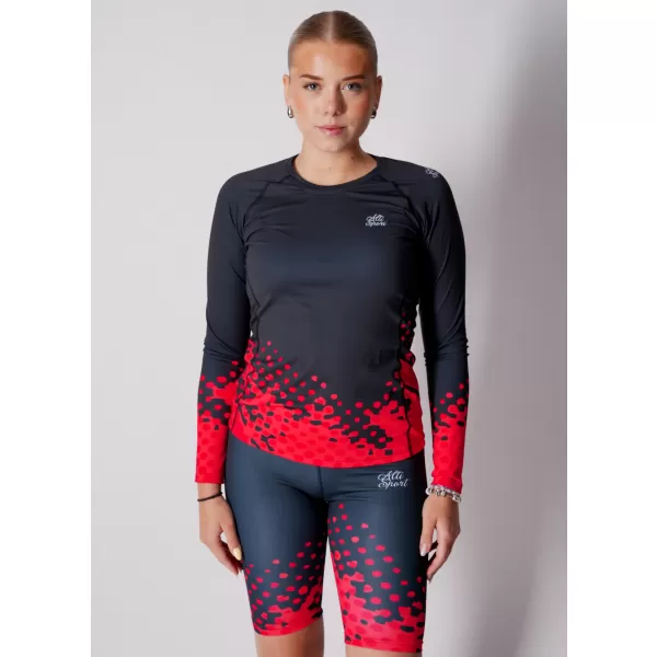  Frauen funktionales t -Shirt mit langen Ärmeln Premium ALTISPORT VOJ/ALW109TR03 ROTSCHWARZ 