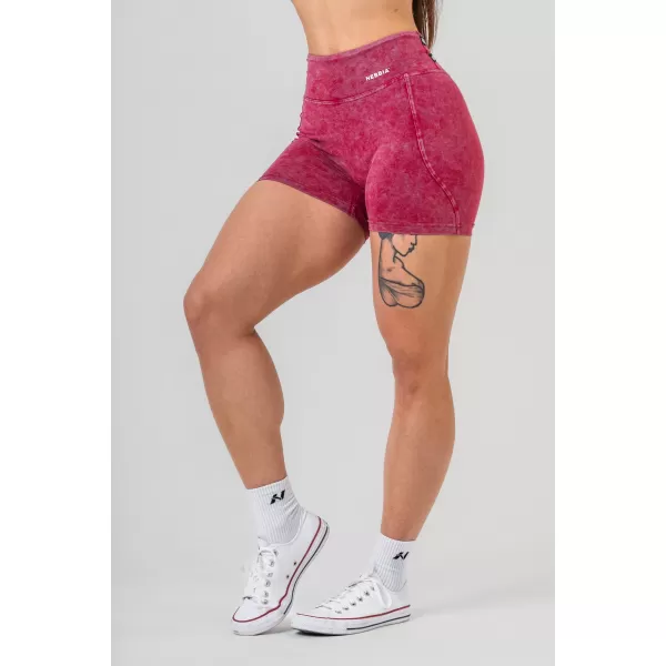  Gewaschene Leggings-Shorts mit hoher Taille HERITAGE 780 RED Nebbia 