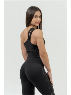 Damen-Sport-BH mit hoher Unterstützung INTENSE Asymmetric 841 BLACK/GOLD Nebbia
