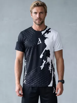 Männer funktionaler T -Shirt Premium ALTISPORT VOJ/ALM112TR01 SCHWARZ-WEIß