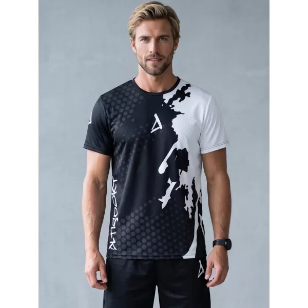  Männer funktionaler T -Shirt Premium ALTISPORT VOJ/ALM112TR01 SCHWARZ-WEIß 