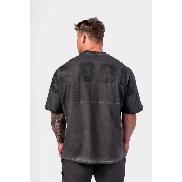  Ausgewaschenes, übergroßes T-Shirt NO SHORTCUTS 369 BLACK Nebbia 