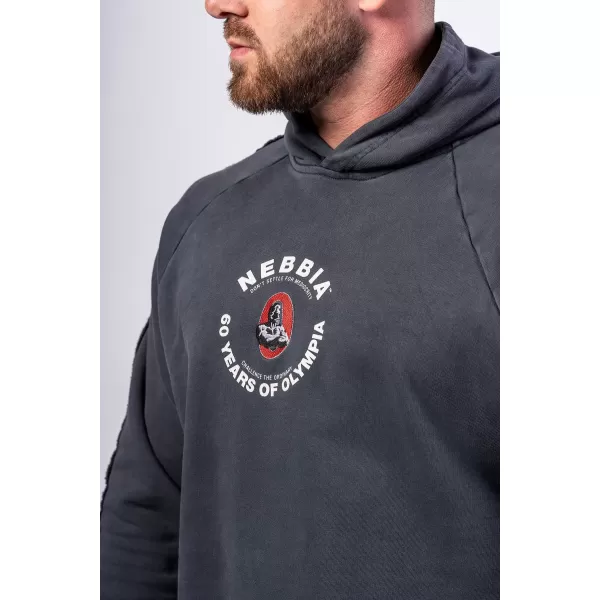  Gewaschener Kapuzenpullover HERITAGE 793 BLACK Nebbia 