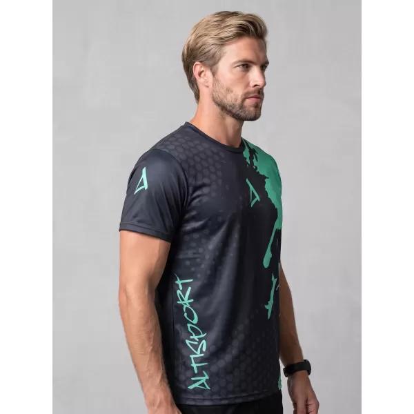  Männer funktionaler T -Shirt Premium ALTISPORT VOJ/ALM112TR01 SCHWARZ-TYRKYS 