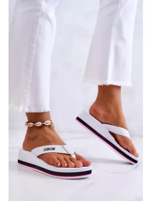 Damen-Flip-Flops mit Keilabsatz BIG STAR JJ274A333 WEISS Big Star Shoes