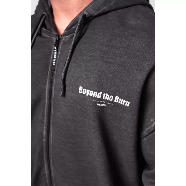  Ausgewaschenes Sweatshirt mit Reißverschluss GYM BRO 362 BLACK Nebbia 