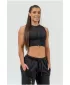 Damen-Crop-Top mit hohem Halt INTENSE Mesh 842 BLACK Nebbia