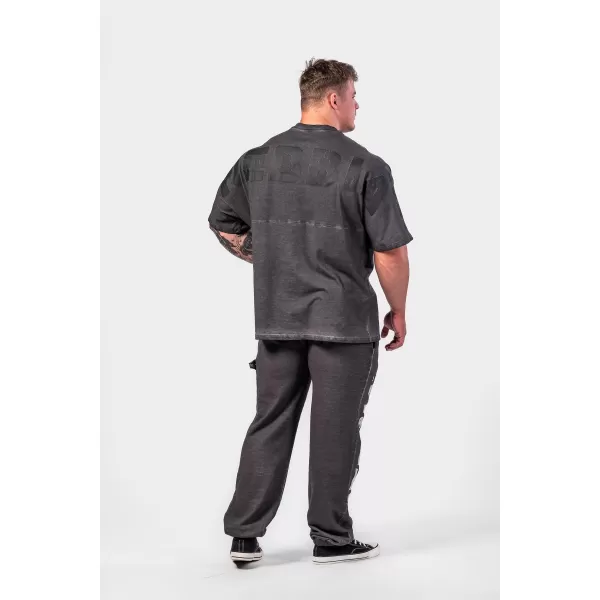  Ausgewaschenes, übergroßes T-Shirt NO SHORTCUTS 369 BLACK Nebbia 