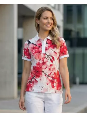 Frauenfunktional T -Shirt mit Premiumkragen ALTISPORT VOJ/ALW102TR05 ROSA/WEIß