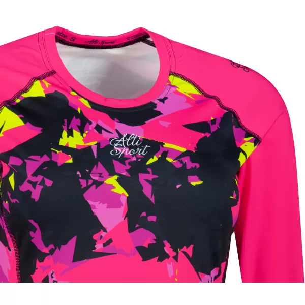  Frauen funktionales t -Shirt mit langen Ärmeln Premium ALTISPORT VOJ/ALW110TR03 PINK -BLACK 