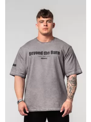 Schweres T-Shirt aus ausgewaschener Baumwolle GRIND 370 LIGHT GREY Nebbia