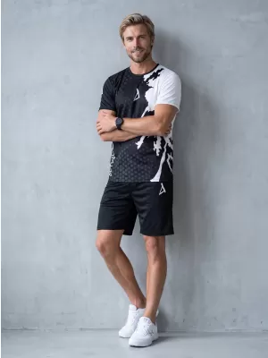 Männer funktionaler T -Shirt Premium ALTISPORT VOJ/ALM112TR01 SCHWARZ-WEIß