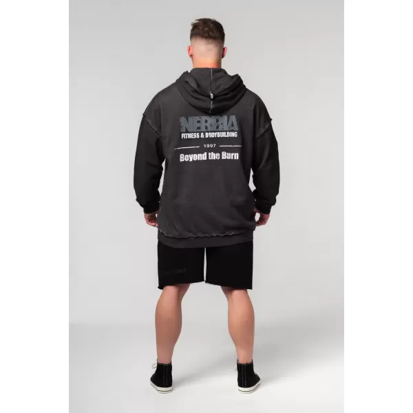  Ausgewaschenes Sweatshirt mit Reißverschluss GYM BRO 362 BLACK Nebbia 