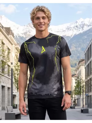 Männer funktionaler T -Shirt Premium ALTISPORT VOJ/ALM113TR01 SCHWARZFLUO GELB