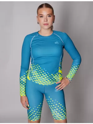 Frauen funktionales t -Shirt mit langen Ärmeln Premium ALTISPORT VOJ/ALW109TR03 EMERALD/FLUO GELB